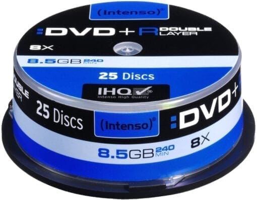 Intenso DVD+R 8,5GB 08x Speed Double Layer Cake Box 25