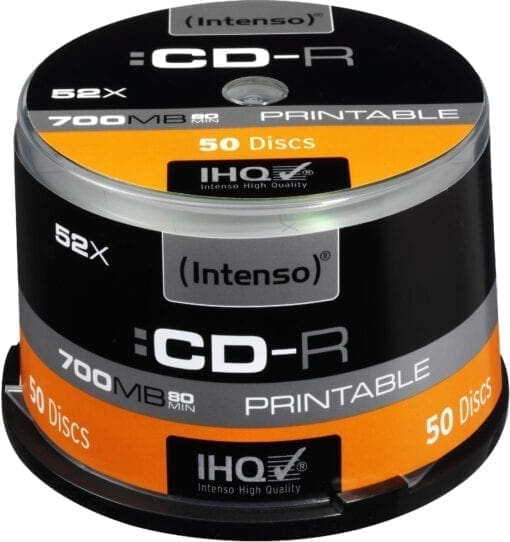 Intenso CD-R 700MB/80 Min. 52x Printable Cake Box 50