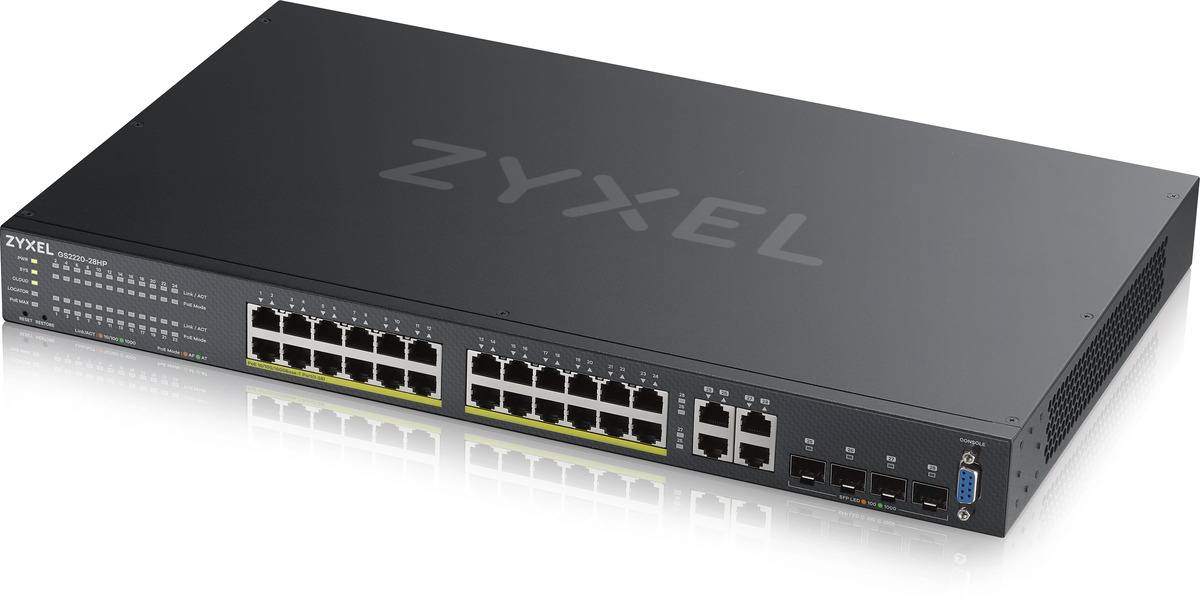 Zyxel GS2220-28HP 24 Port + 4x SFP/Rj45 Gigabit L2 PoE Switch