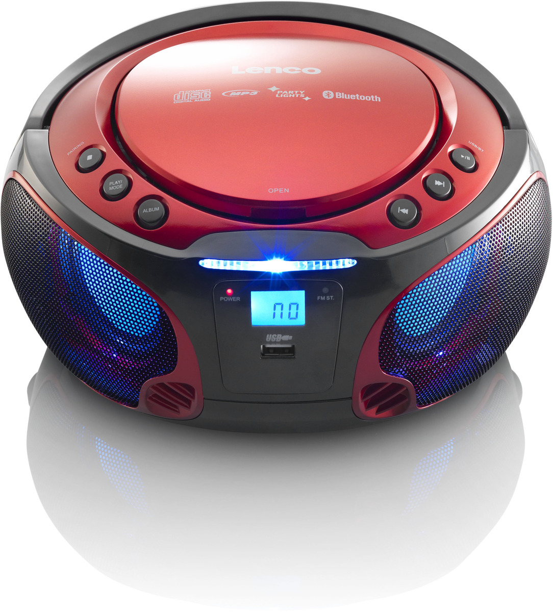 MP3, Lenco SCD-550RD best4you mit (Rot) USB, - CD-Radio Lichteffekte BT,