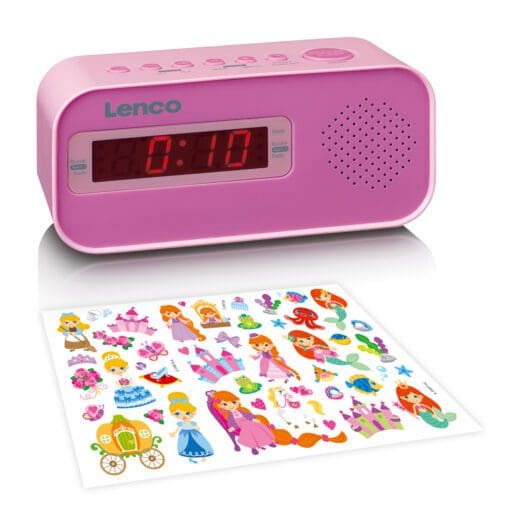 Lenco CR-205PK Radiowecker mit Aufklebersatz (Rosa)