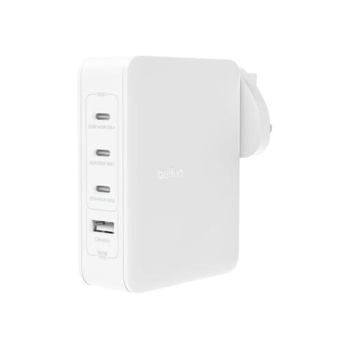 Belkin 140 Watt 4-Port GaN Ladegerät mit UK, EU, US Stecker