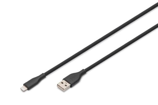 DIGITUS Lightning Silikon Kabel, USB-A - Lightning 1m, schwarz