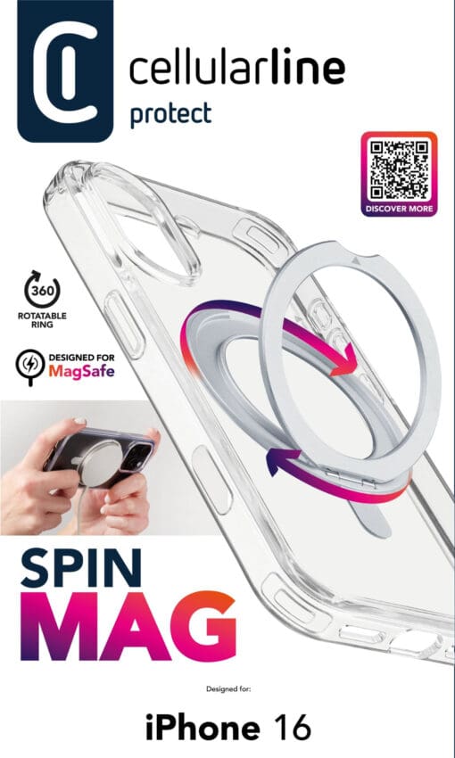 Cellularline SPIN MAG MagSafe Case iPhone 16 Clear – Bild 4