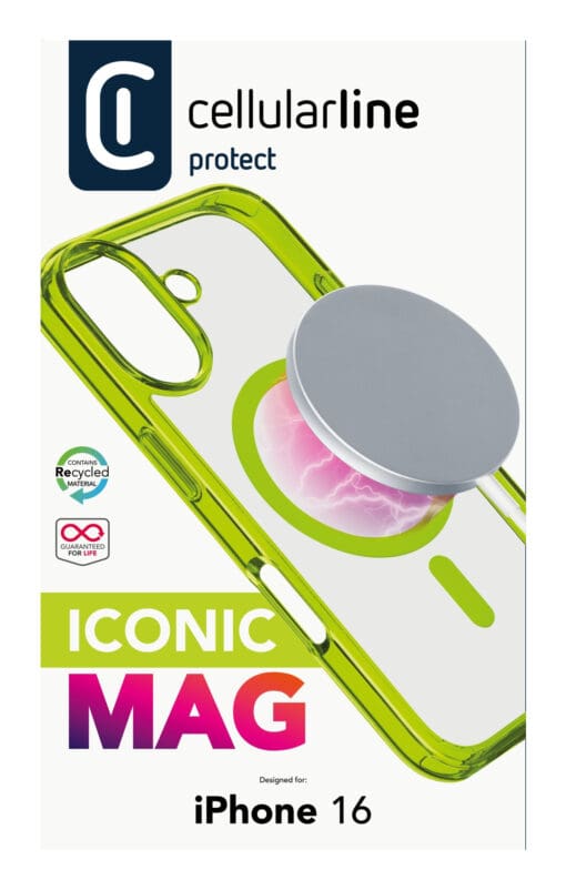 Cellularline Iconic MAG MagSafe Case iPhone 16 Lime – Bild 4