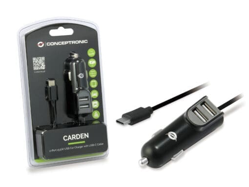 Conceptronic CARDEN 2-Port 15.5W USB Car Charger USB-C Kabel – Bild 5