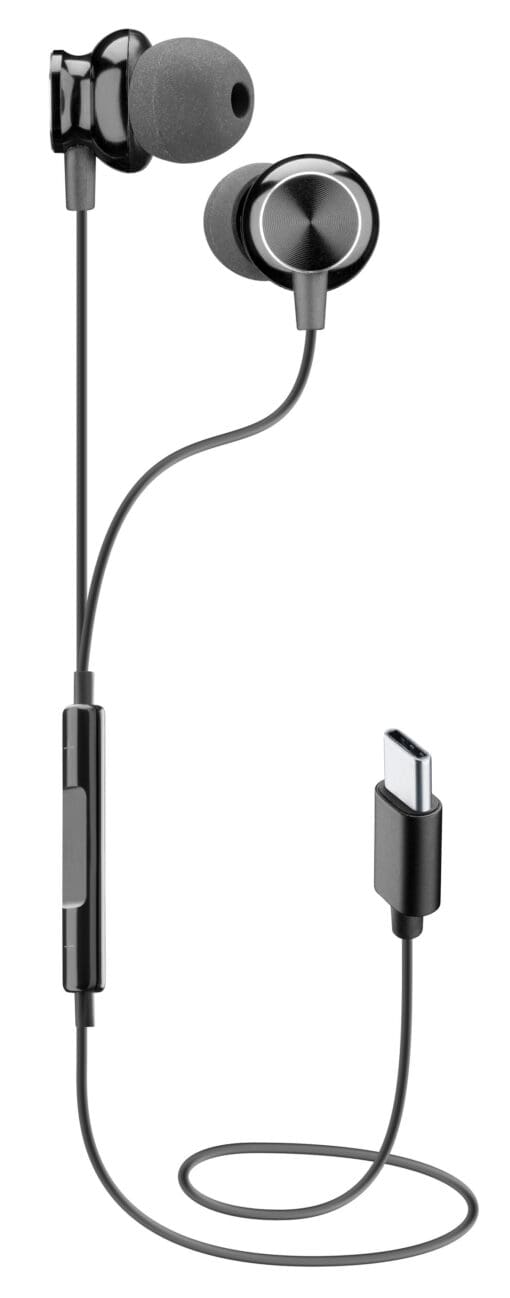 Cellularline USB-C In Ear Kopfhörer mit Mikrofon Schwarz – Bild 3