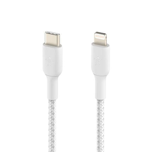 Belkin Lightning/USB-C Kabel ummantelt mfi 2m weiß – Bild 3