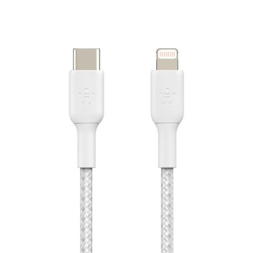 Belkin Lightning/USB-C Kabel ummantelt mfi 2m weiß – Bild 4