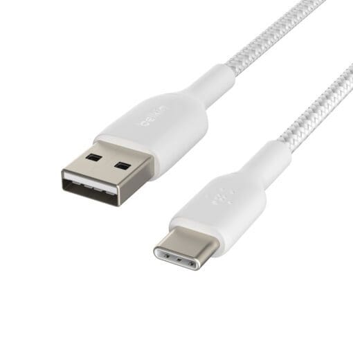 Belkin USB-C/USB-A Kabel ummantelt, 15cm, weiß – Bild 2