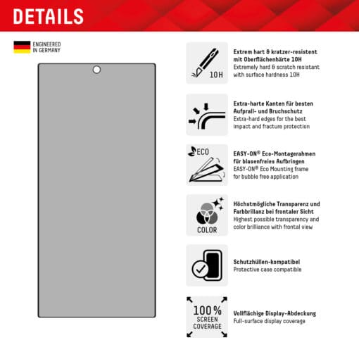 DISPLEX Privacy / Blickschutz Panzerglas Samsung Galaxy S24 Ultra – Bild 2