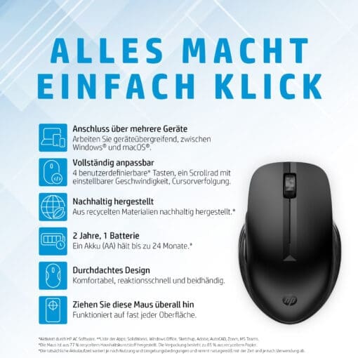 HP 435 Maus kabellos ergonomisch – Bild 7