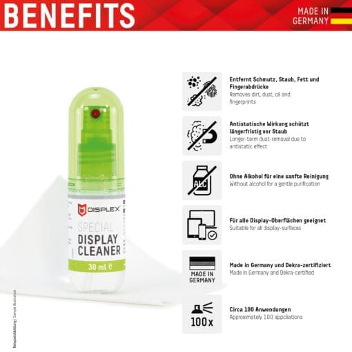 DISPLEX Special Display Cleaner, 30ml Spray mit Mikrofasertuch – Bild 2