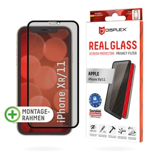 DISPLEX Privacy / Blickschutz Panzerglas vollflächig für Apple iPhone Xr/11, Black