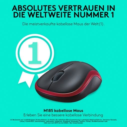 Logitech Wireless Maus M185 Red – Bild 7