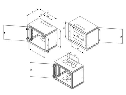 Triton 19" Wandschrank 4HE 395mm 1-teilig Vollglastür IP30 – Bild 5